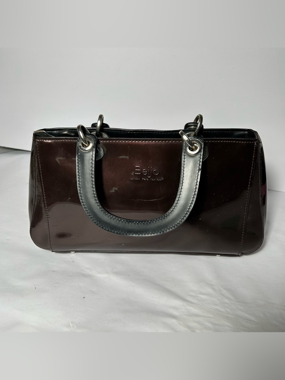 Beijo Purse Faux Patent Leather Satchel Handbag Double Handles Card Money Holder
